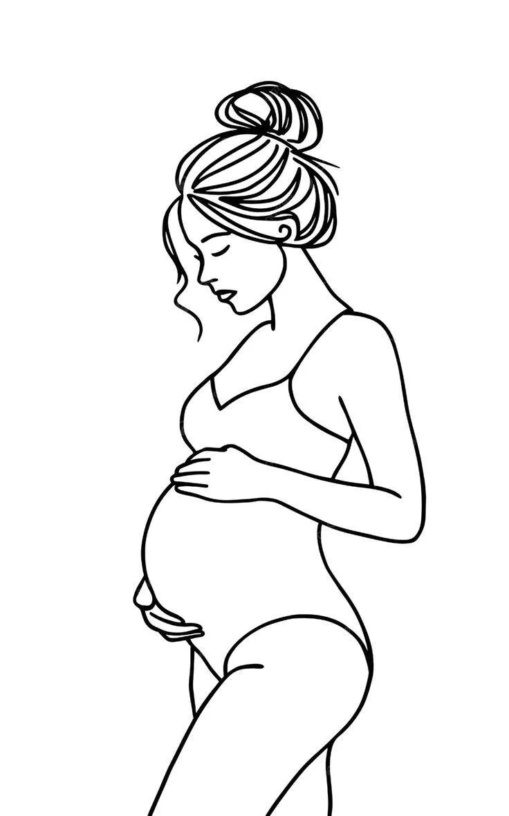 Desenho para Desenhar de uma Mamãe Grávida Bonita