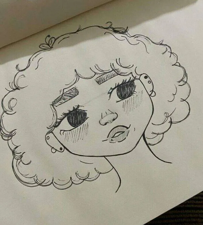 Desenho para Desenhar de uma Menina com Cabelo Cacheado
