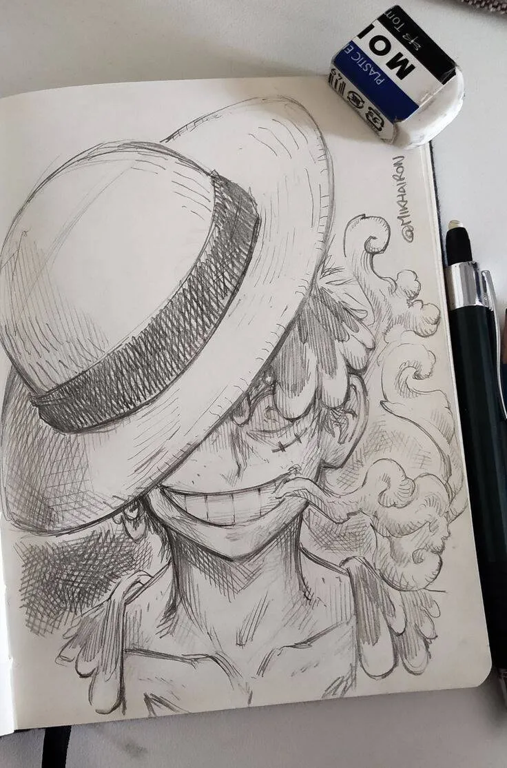 Desenho para Desenhar do Luffy Fofo com Chapéu de Palha