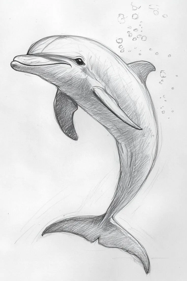 Desenho para Desenhar de um Golfinho Fofo