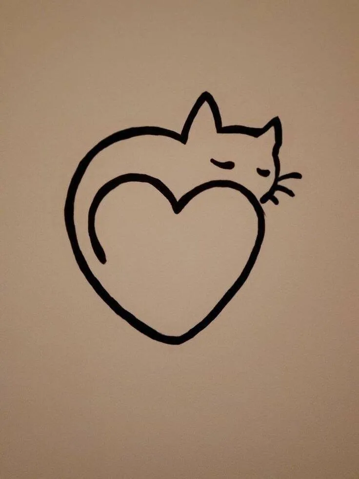Drawing to Draw a Cute Cat Inside a Heart