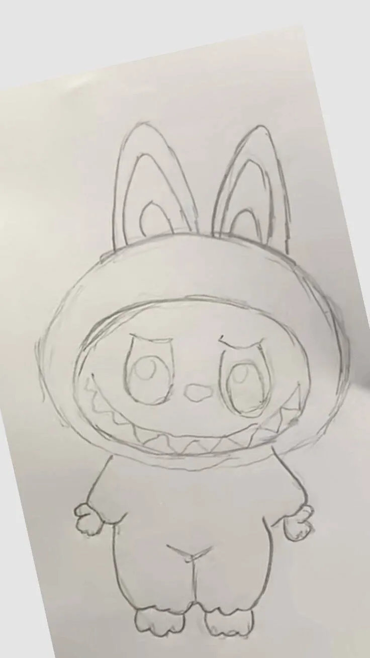 Desenho para Desenhar de um Coelhinho Fofo com Fantasia de Monstro