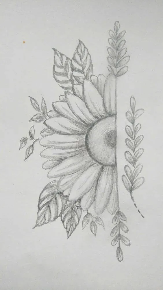 Drawing to Draw a Beautiful Flower with Leaves