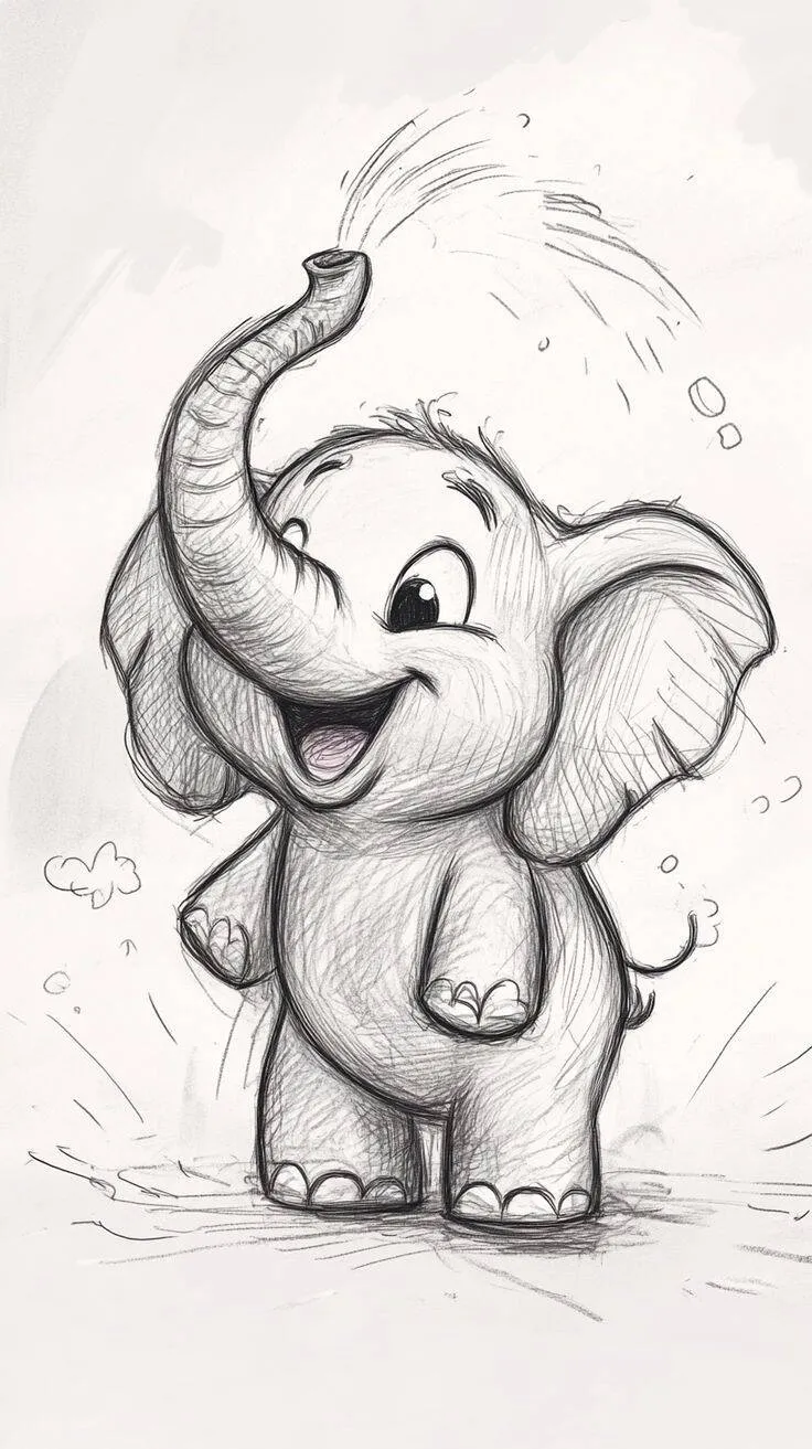 Desenho para Desenhar de um Elefantinho Fofo