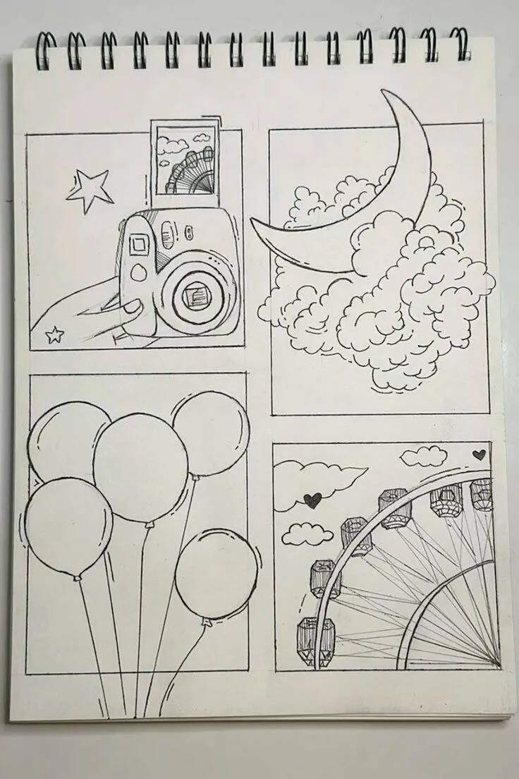 Drawing to Draw Vintage Camera and Clords