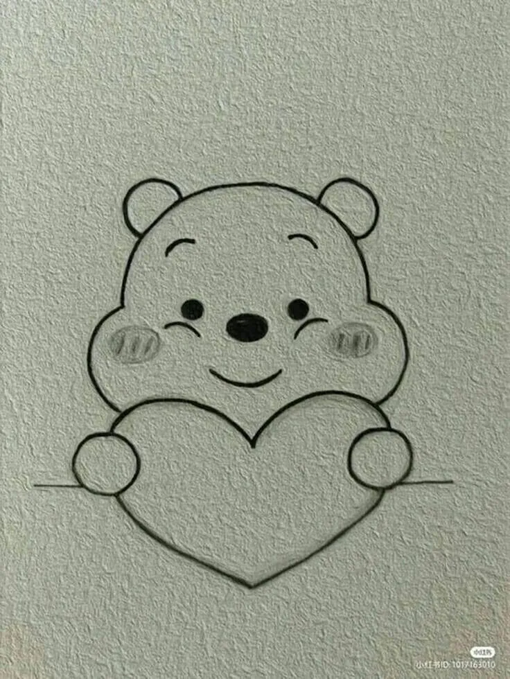 Desenho para Desenhar de Urso Fofo com Coração