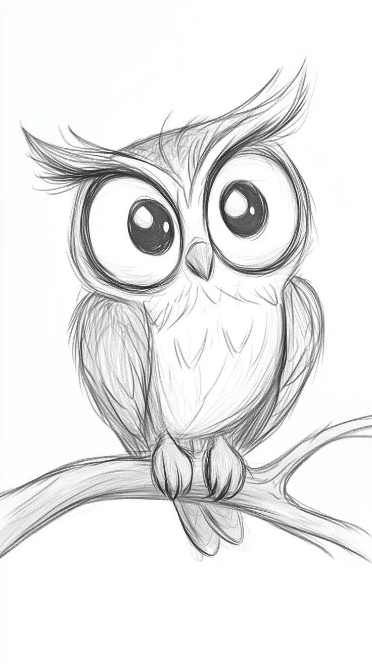 Cute and Fun Owl Drawing Drawing