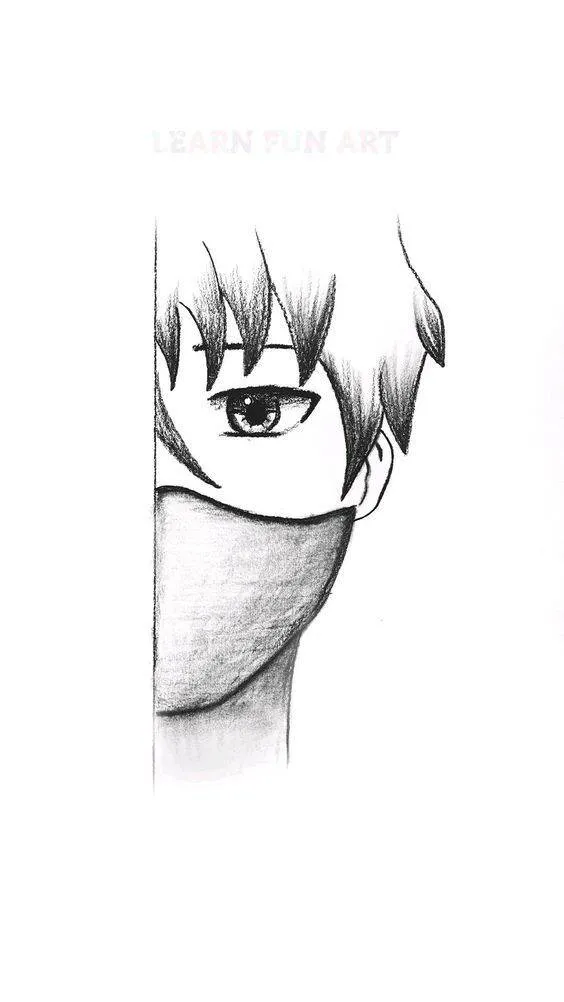 Drawing to Draw a Boy with a Mask