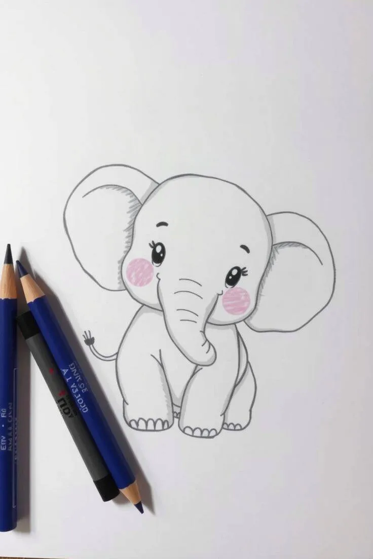 Drawing to Draw a Cute Elephant