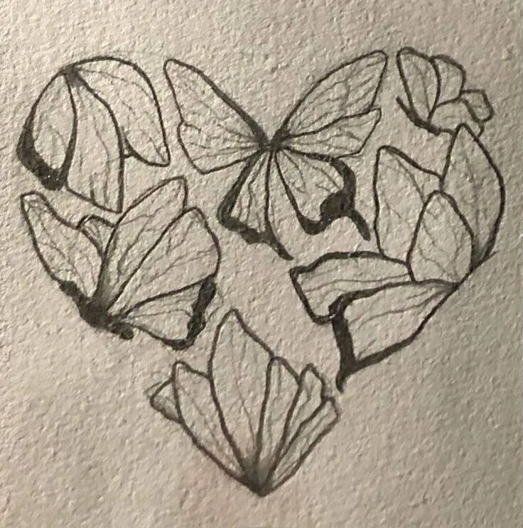 Drawing to Draw Hearts with Butterflies