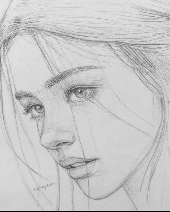 Desenho para Desenhar de Rosto Feminino Bonito