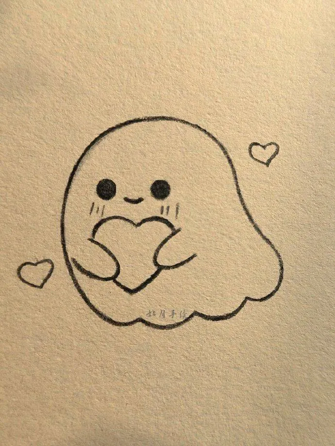 Desenho para Desenhar de um Fantasminha Fofo com Coração