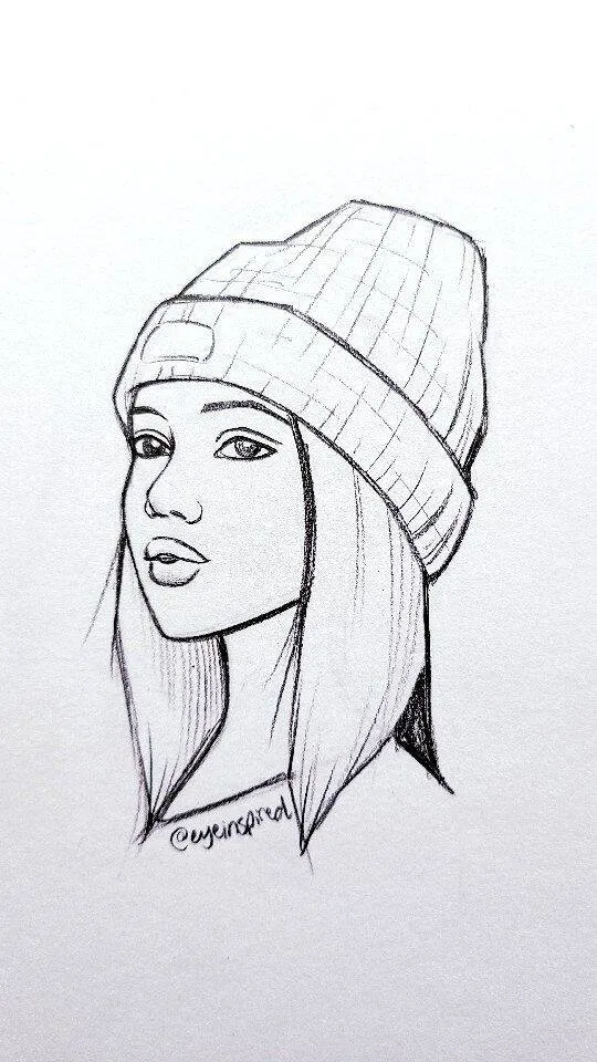 Drawing to Draw a Girl with a Cap