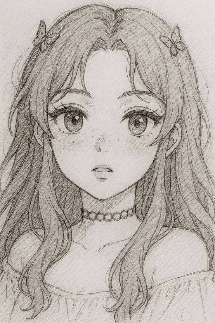 Desenho para Desenhar de uma Menina Bonita com Cabelo Longo