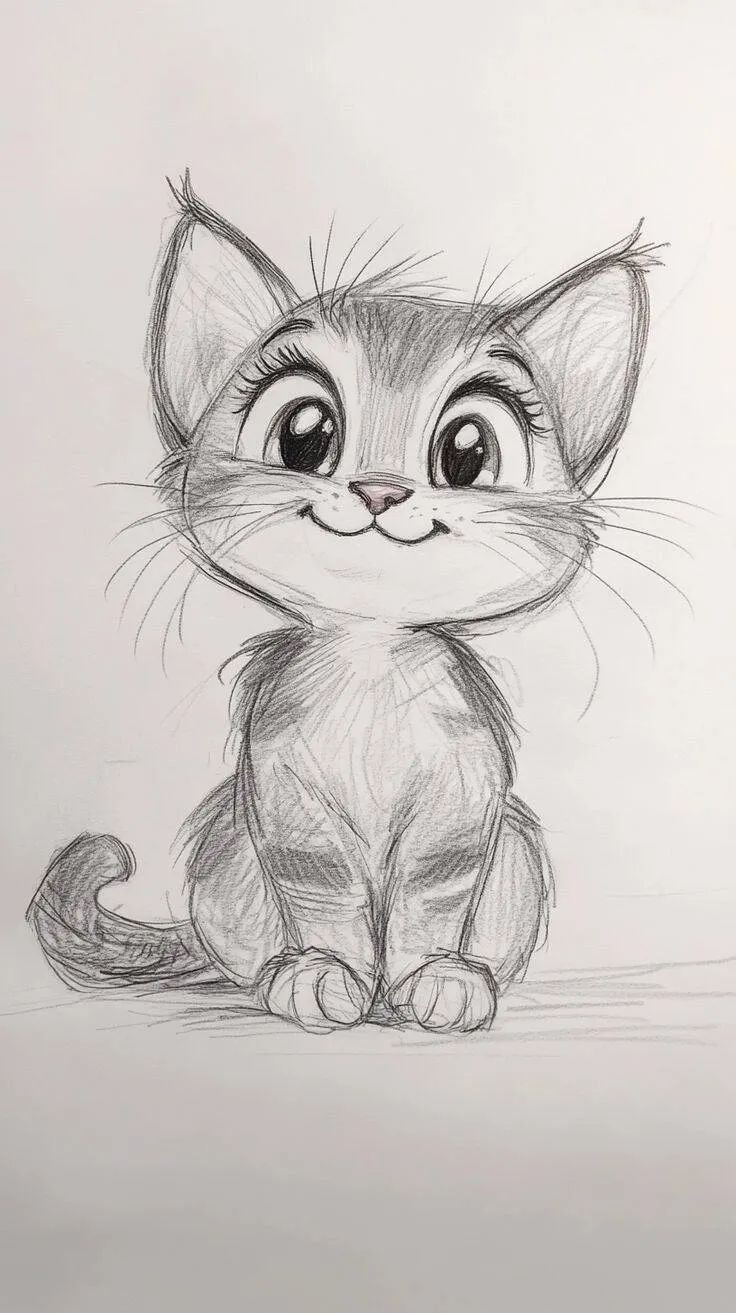 Desenho para Desenhar de um Gato Fofo
