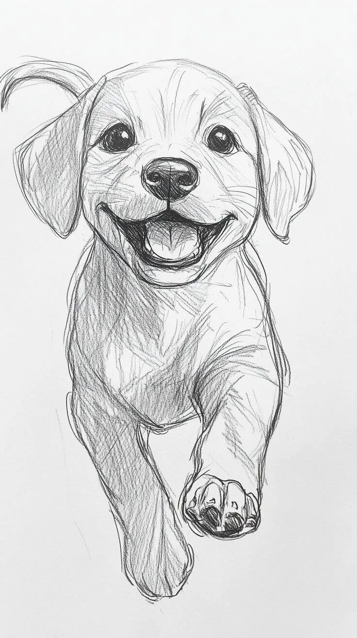 Desenho para Desenhar de um Cachorrinho Feliz