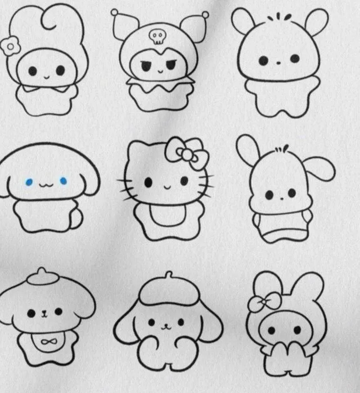 Desenho para Desenhar de Personagens Kawaii Fofos
