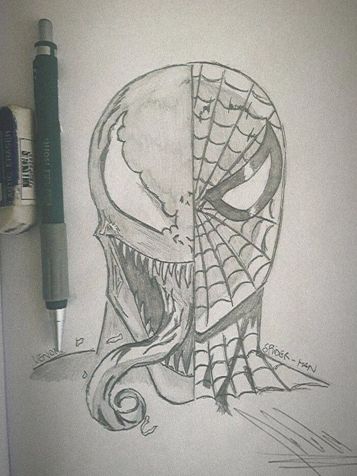 Desenho para Desenhar do Homem Aranha e Venom em Estilo Incrível