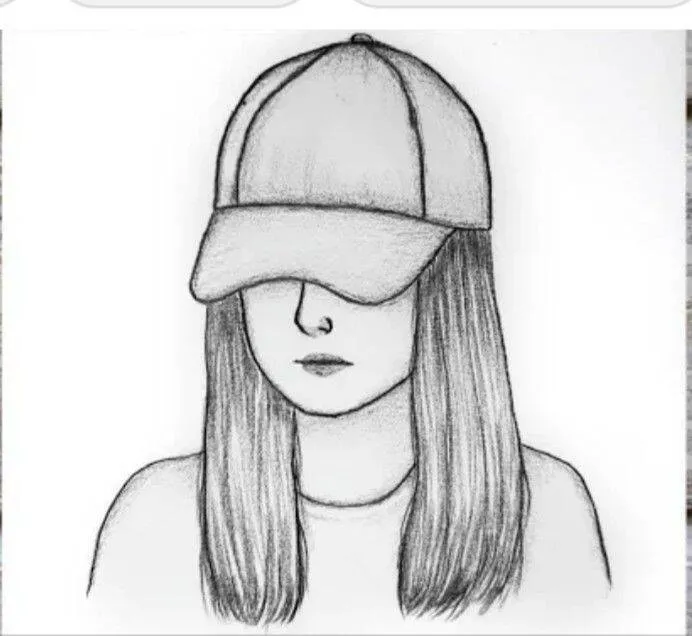 Desenho para Desenhar de uma Menina com Boné