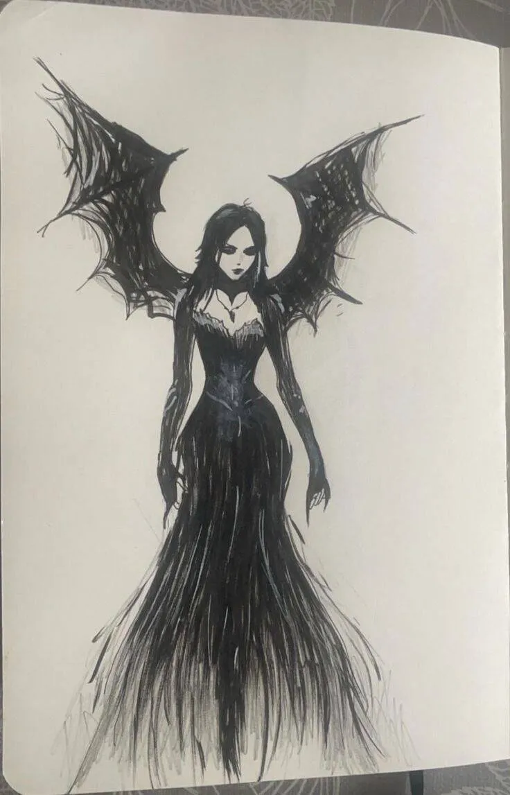 Desenho para Desenhar de uma Mulher Vampira com Asas