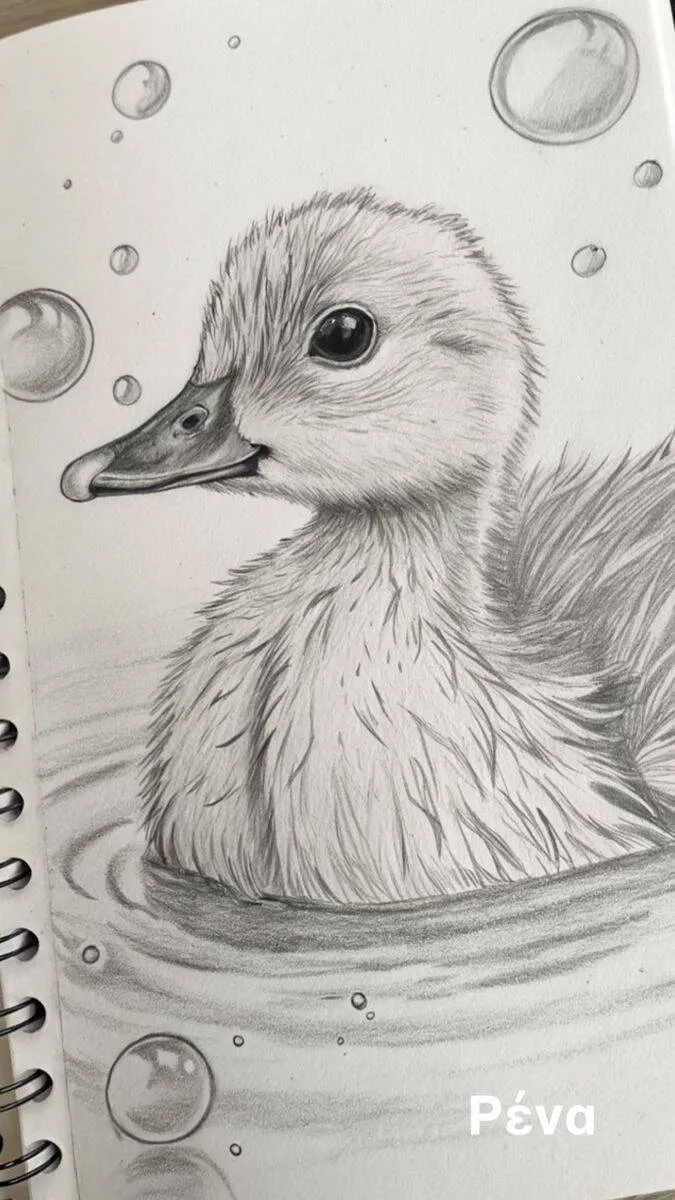 Drawing to Draw a Cute Duckling in the Water