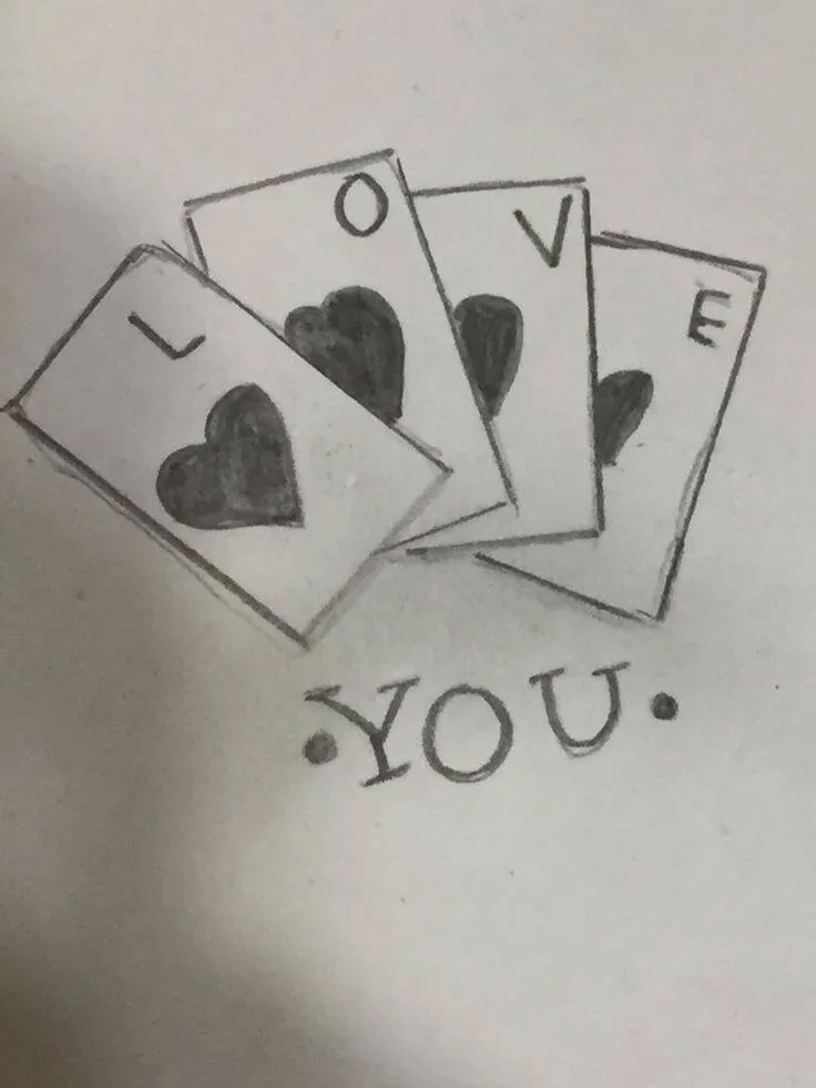 Drawing to Draw Letters with Heart and the Word Love