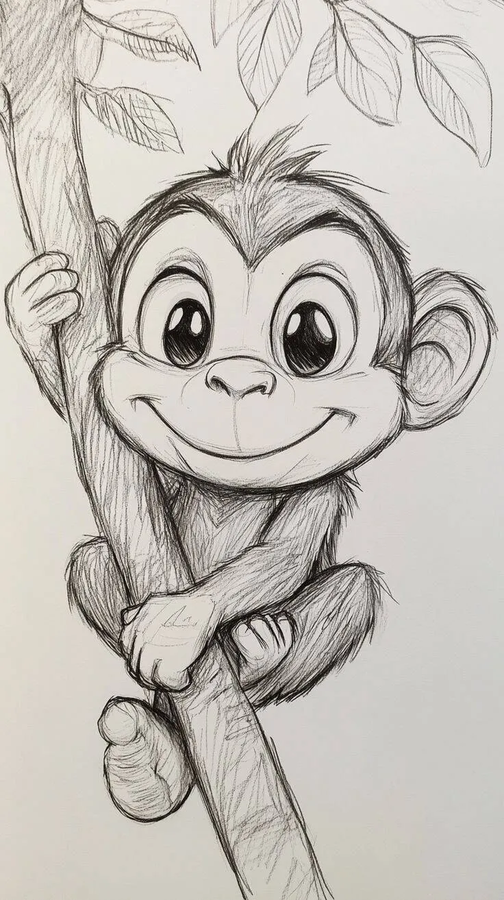 Desenho para Desenhar de um Macaquinho Fofo