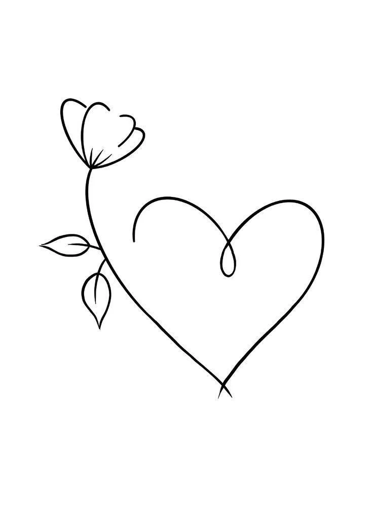 Drawing to Draw a Heart with a Simple Flower