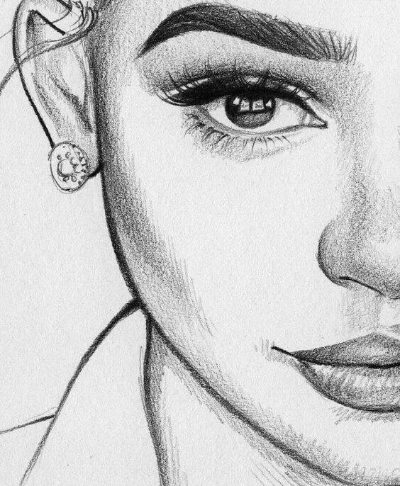 Desenho para Desenhar de um Rosto Bonito e Expressivo