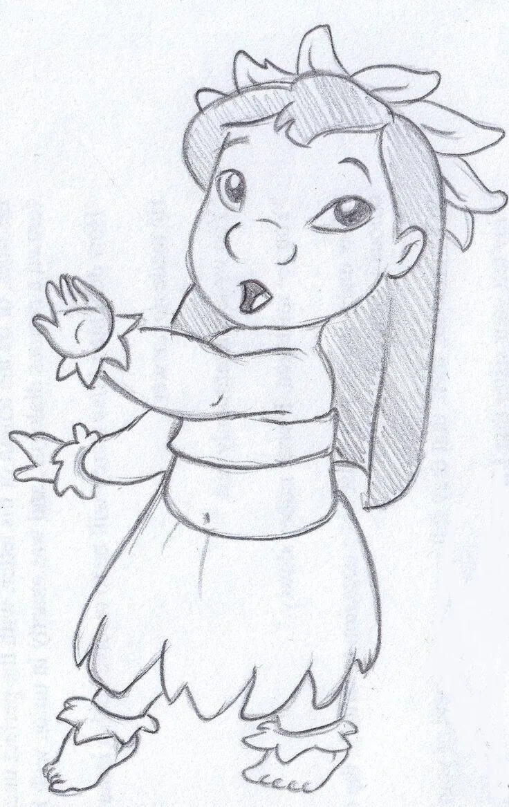 Desenho para Desenhar de uma Menina Hula Fofo