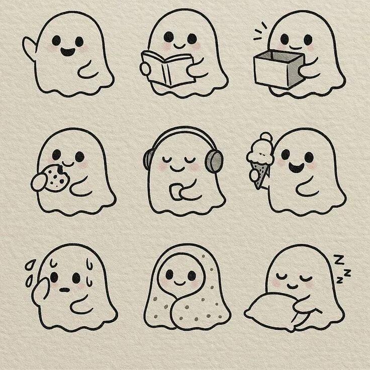 Desenho para Desenhar de Fantasminhas Divertidos