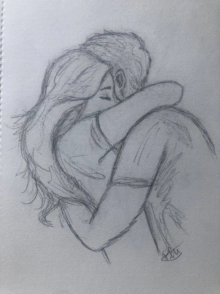 Drawing to Draw a Corple Hugging