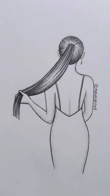 Desenho para Desenhar Bonito de uma Menina com Cabelo Longo
