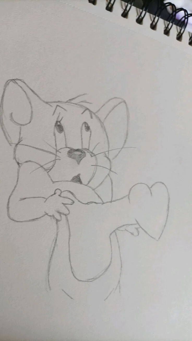 Desenho para Desenhar do Tom e Jerry com Coração Fofo
