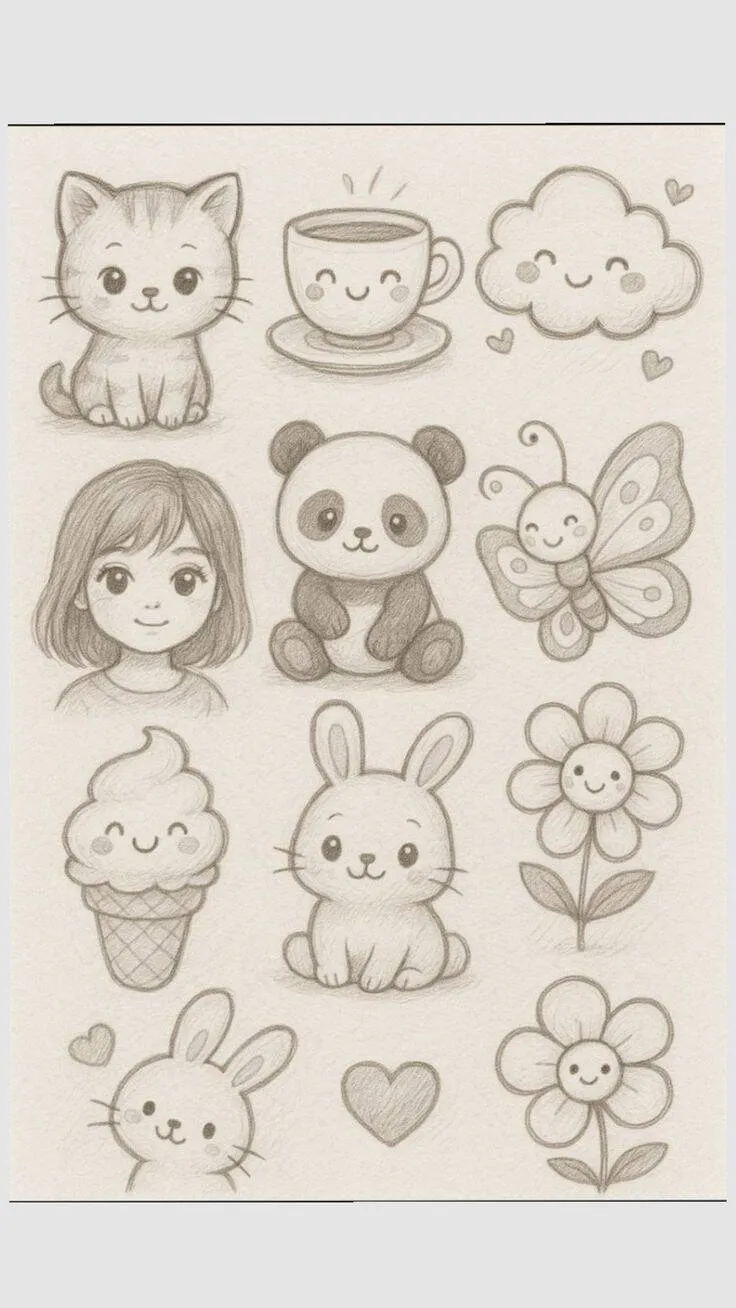 Desenho para Desenhar Bonito de Animais e Coisas Fofas