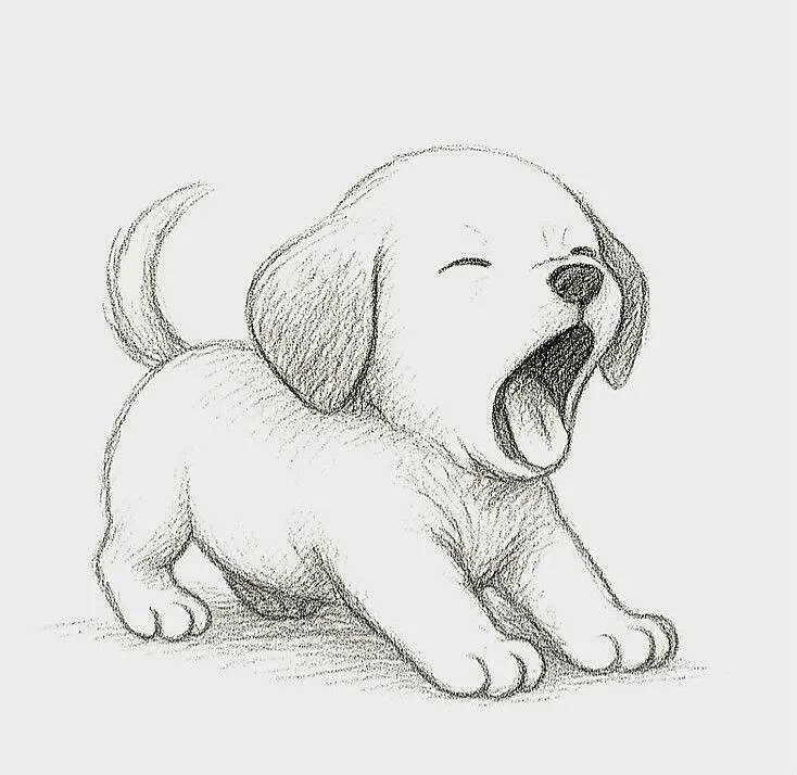 Desenho para Desenhar de um Cachorrinho Fofo e Sonolento