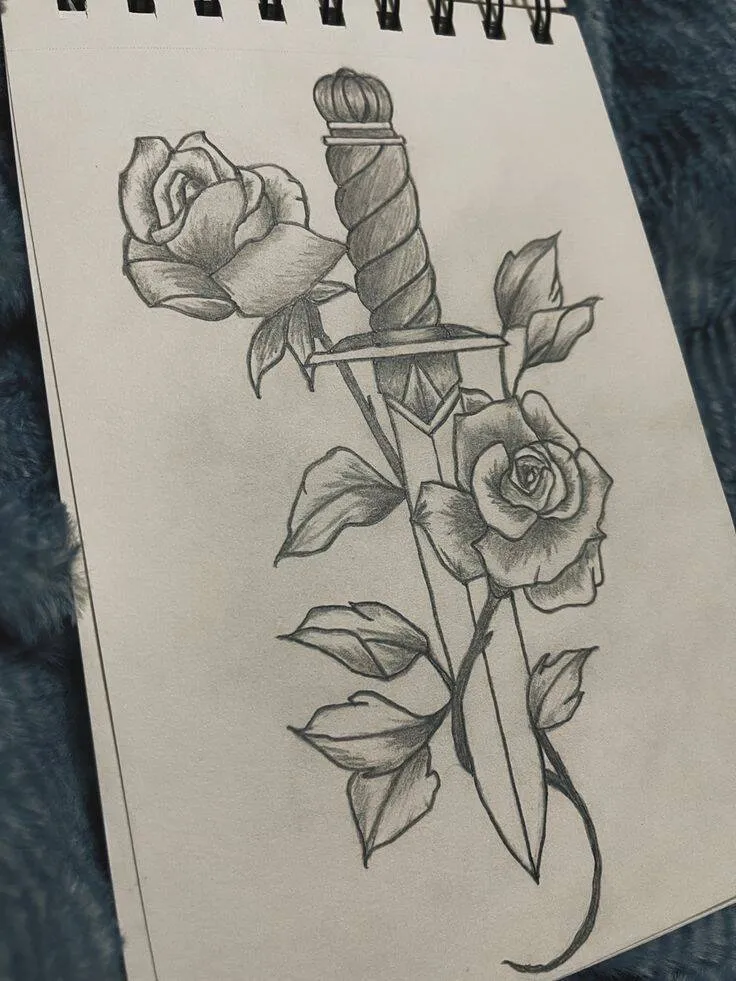 Desenho para Desenhar de Rosa com Adaga