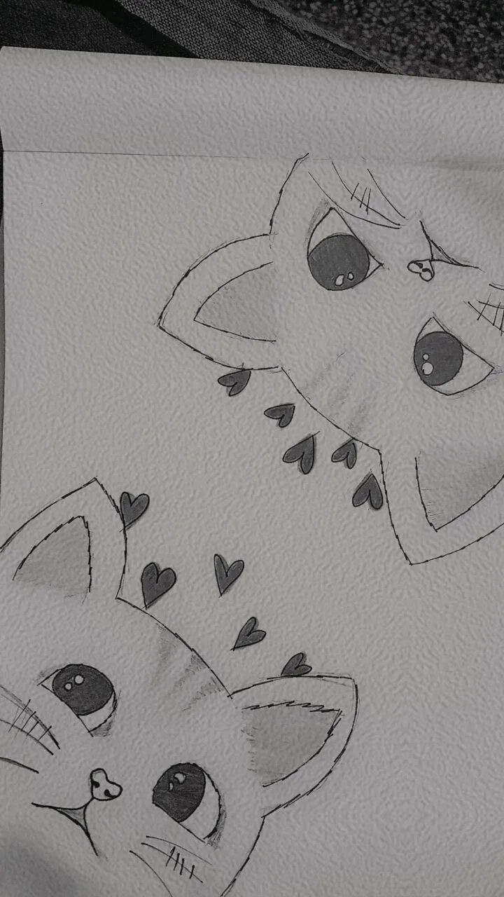 Drawing to Draw Cute Kittens with Hearts