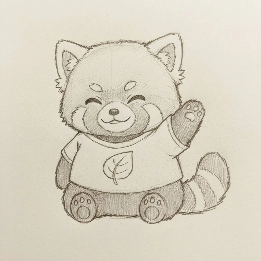 Cute Smiling Red Panda Drawing to Draw