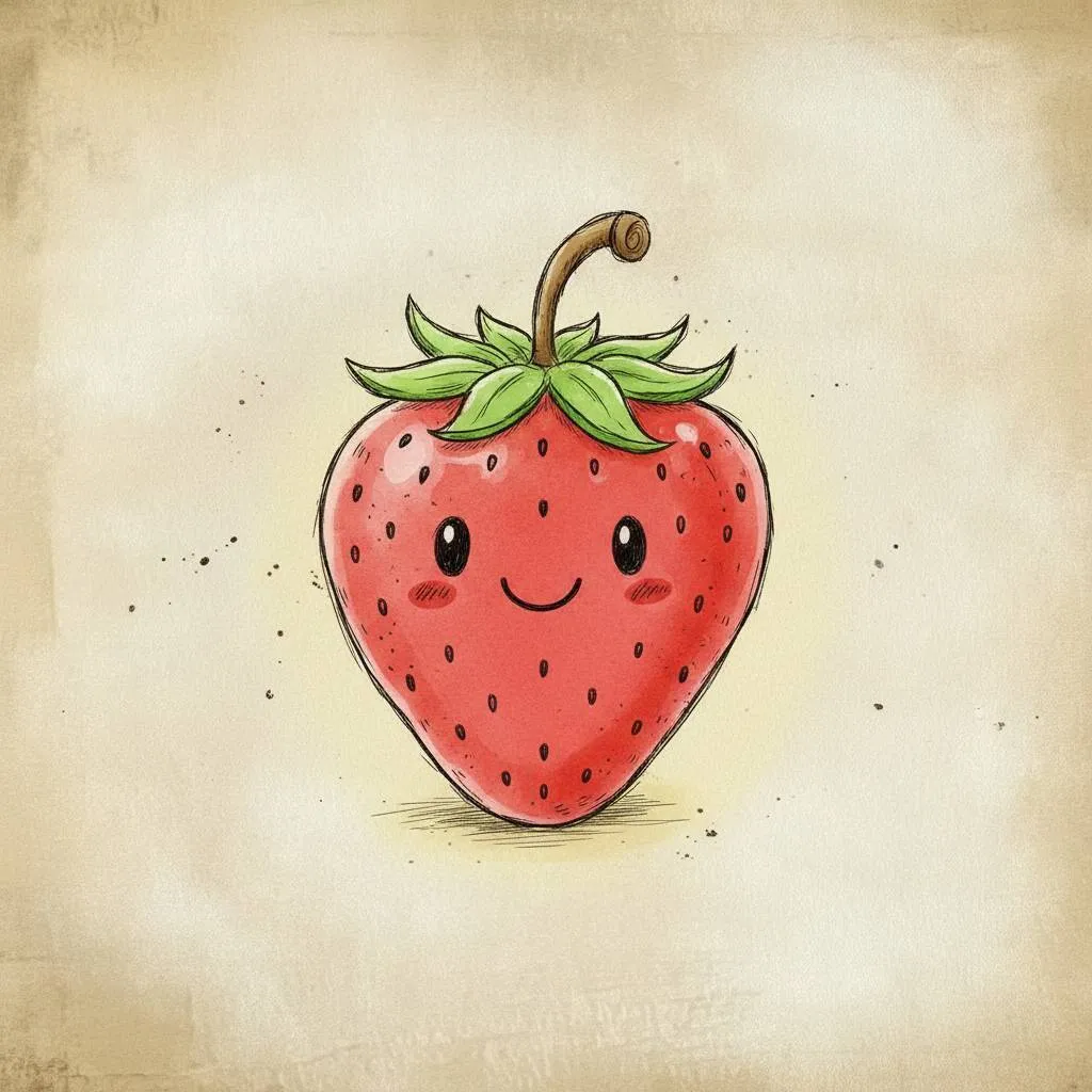Cute Smiling Strawberry Shortcake Drawing