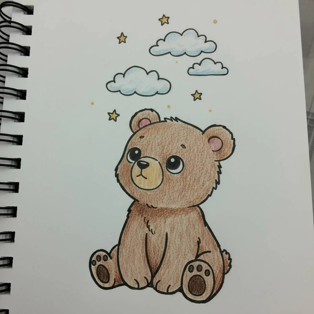 Cute Drawing to Draw Teddy Bear with Clords and Stars