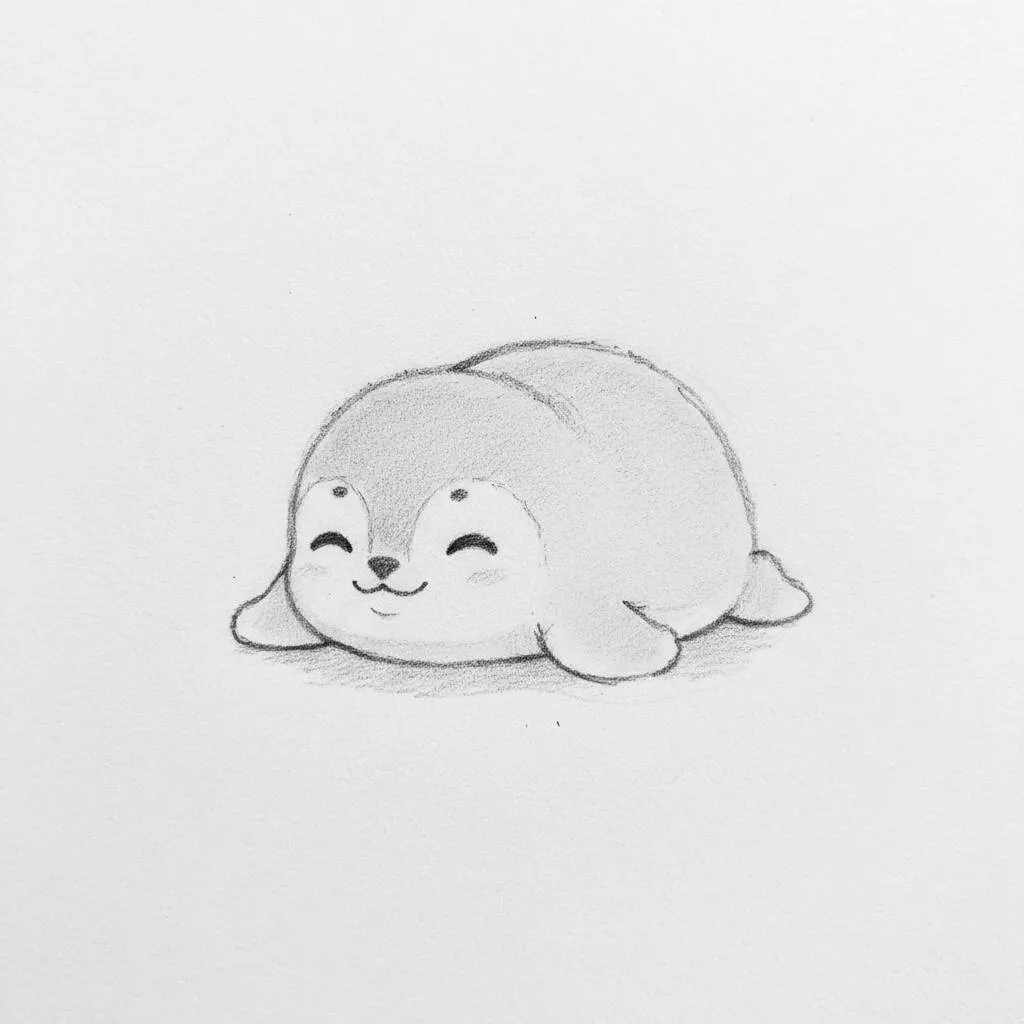 Cute Kawaii Seal Drawing to Draw