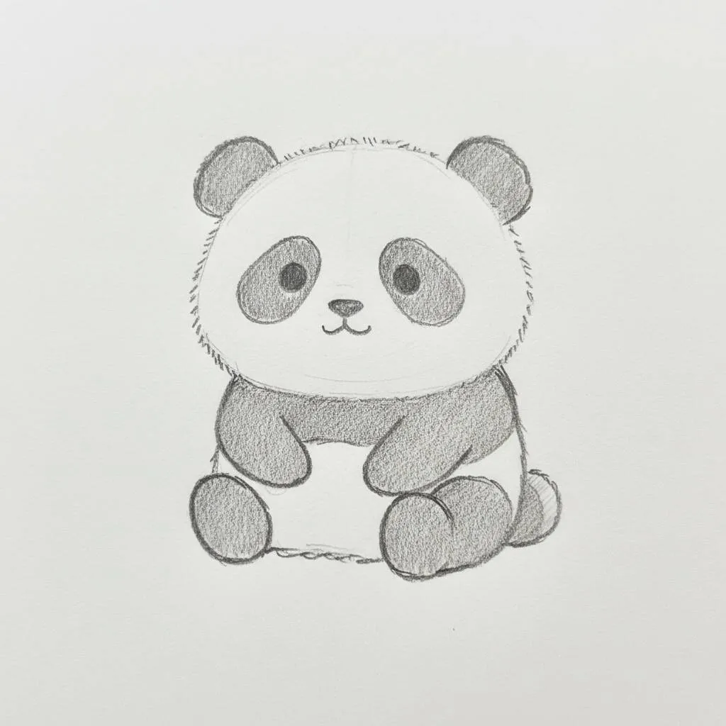 Cute Kawaii Panda Sitting Drawing to Draw