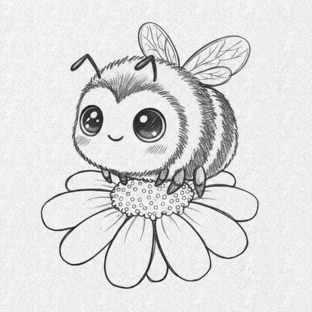 Cute Drawing to Draw a Kawaii Bee in Flower