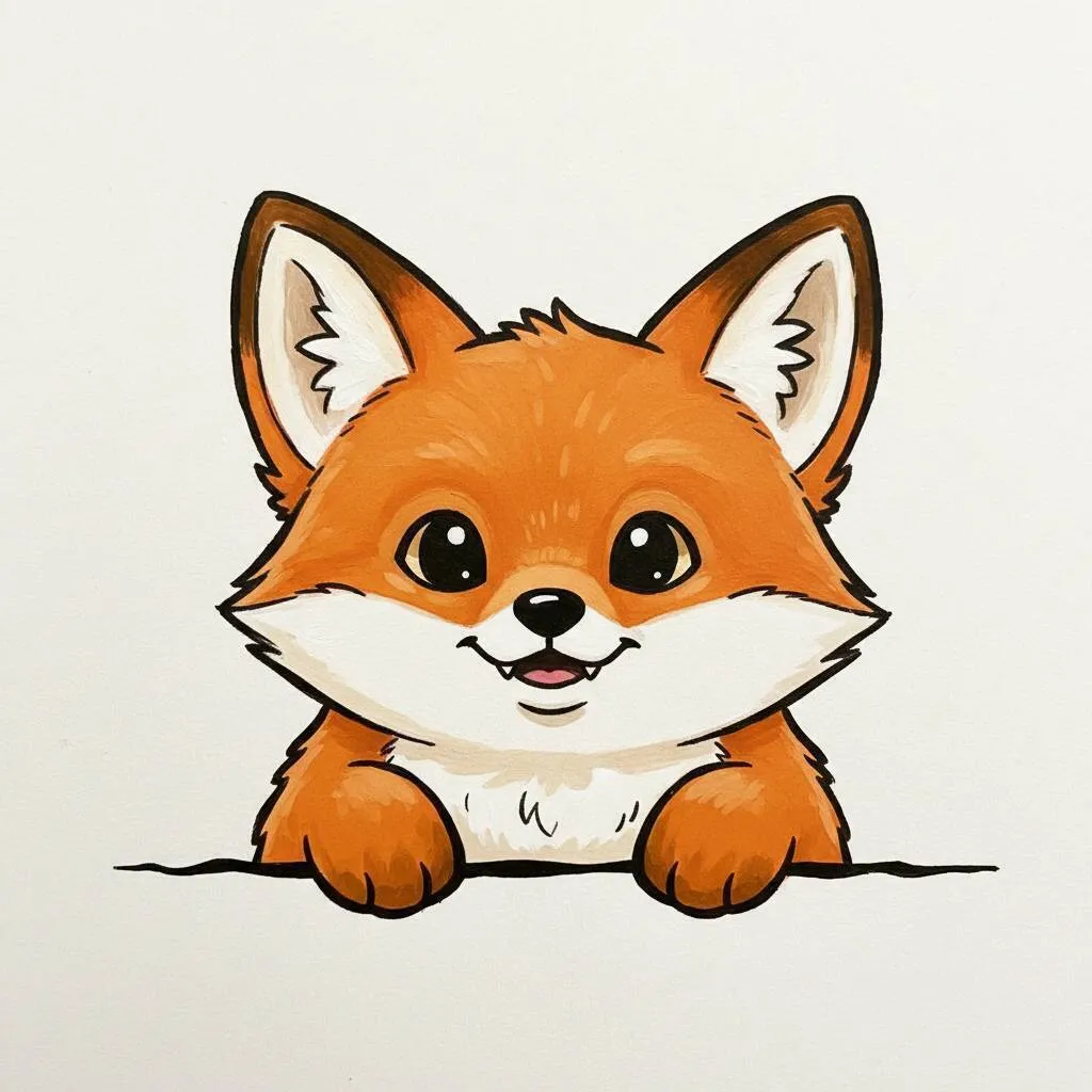 Cute Kawaii Fox Drawing to Draw