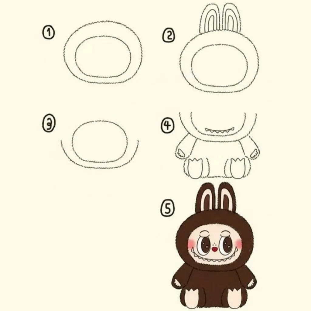 Desenho Fofo para Desenhar de Coelhinho Kawaii com Capuz