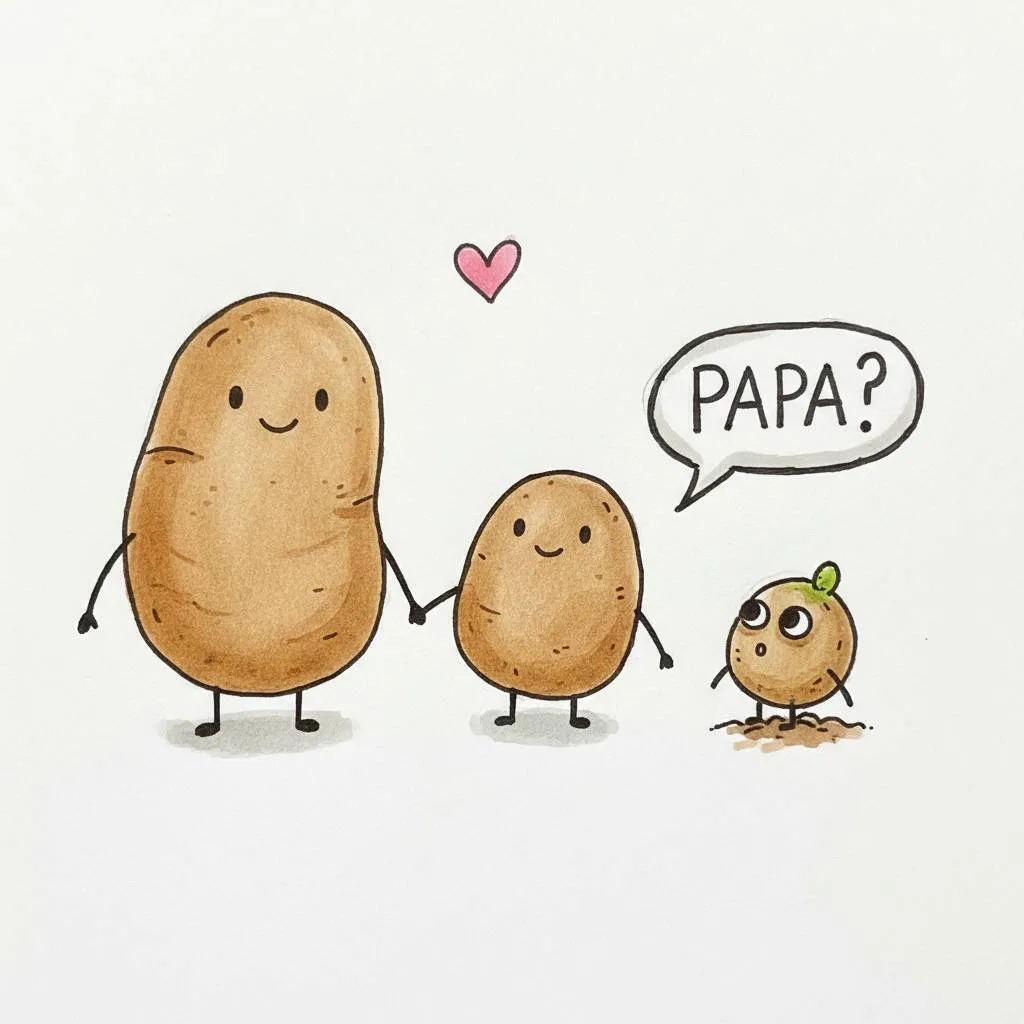 Desenho Fofo para Desenhar de Batatas em Família