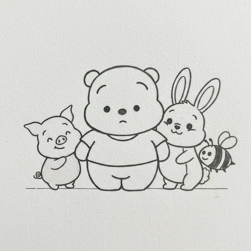 Desenho Fofo para Desenhar do Urso com Amigos