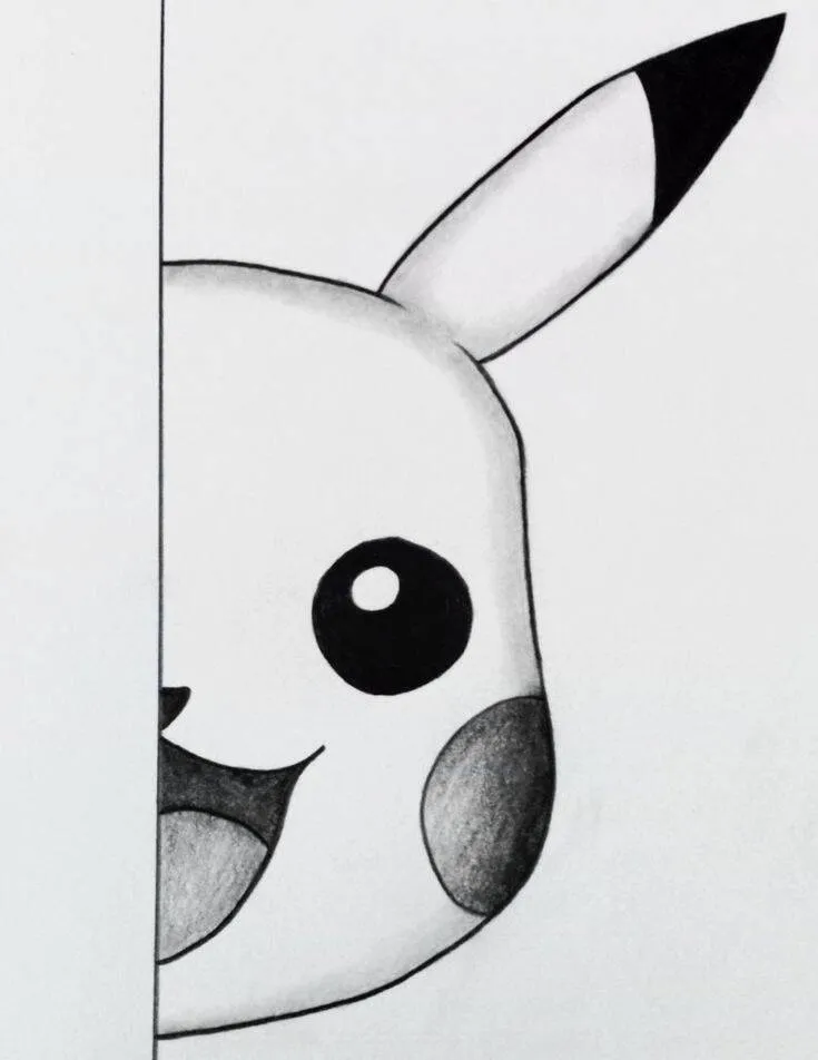 Cute Smiling Pikachu Drawing to Draw