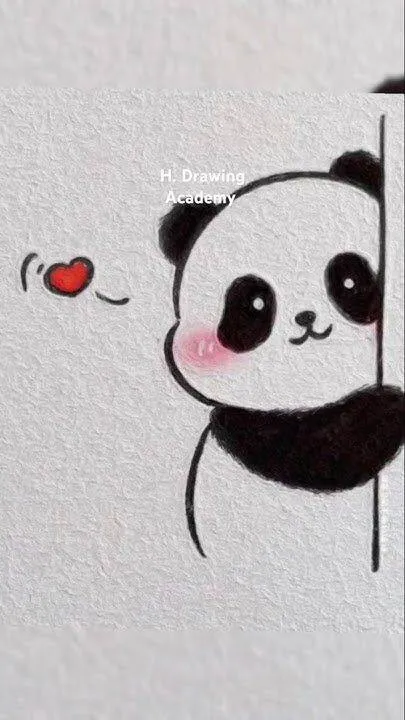Desenho Fofo para Desenhar de Panda com Coração